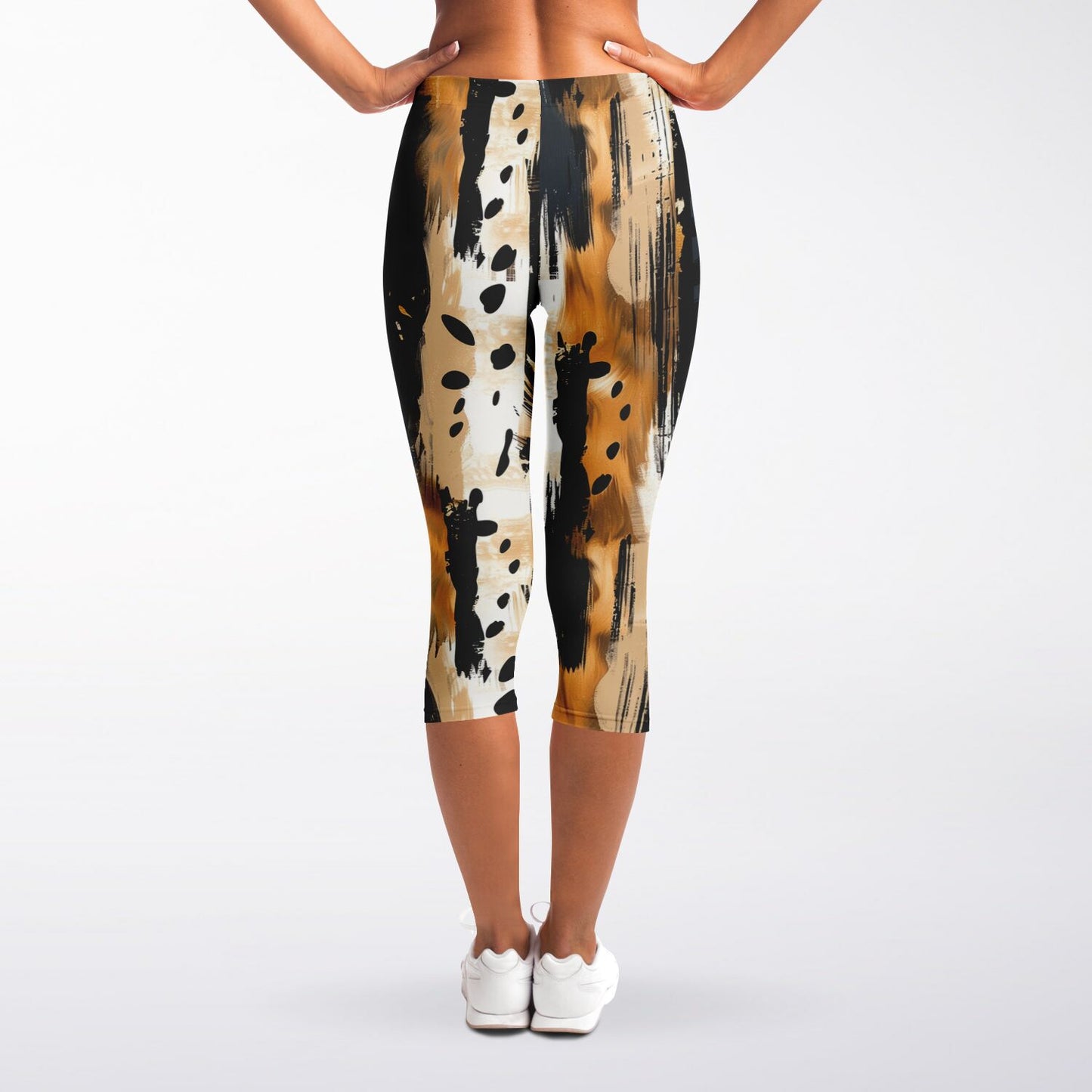 Bold and Dynamic Animal Print High-Waisted Capri Leggings for Active Lifestyle - AOP