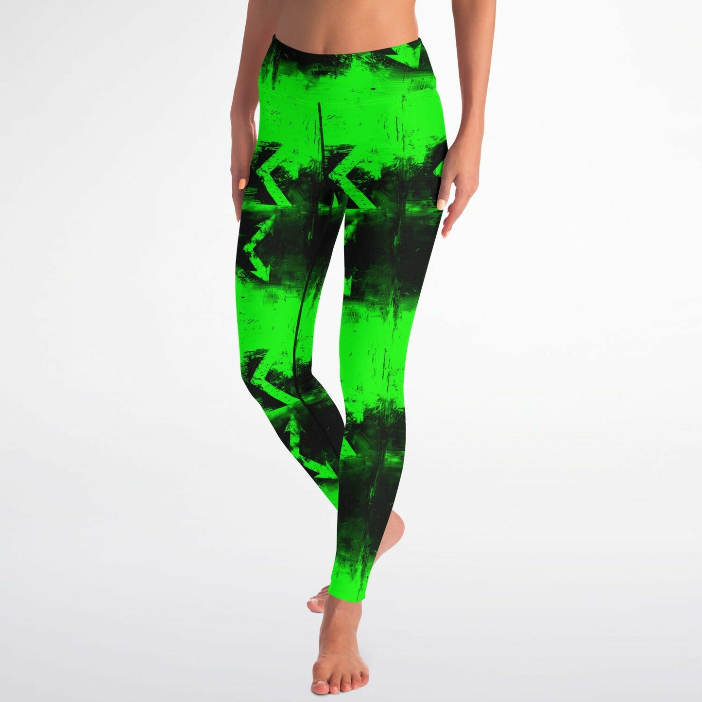 Neon Green Abstract Yoga Leggings - AOP