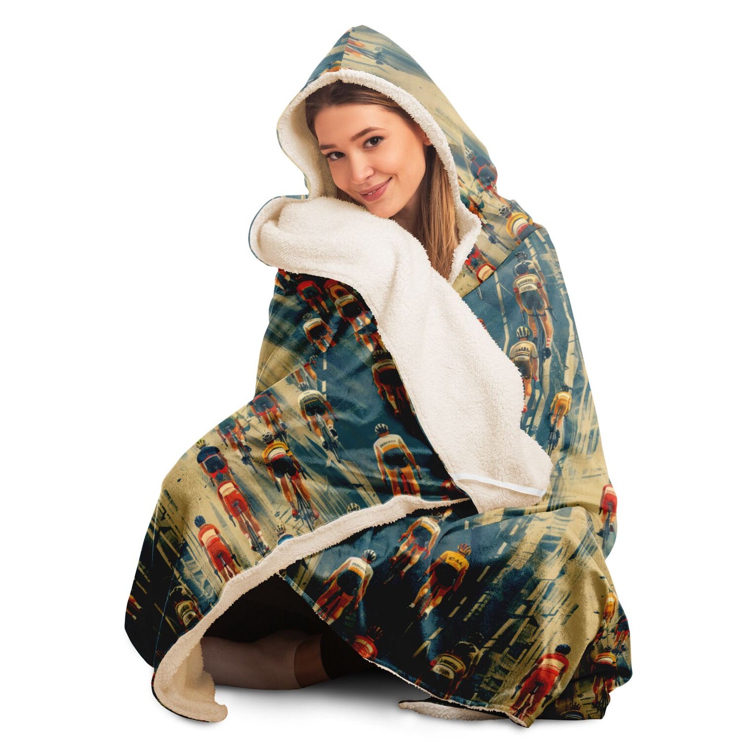 Energetic Cyclist Cosy Hooded Blanket