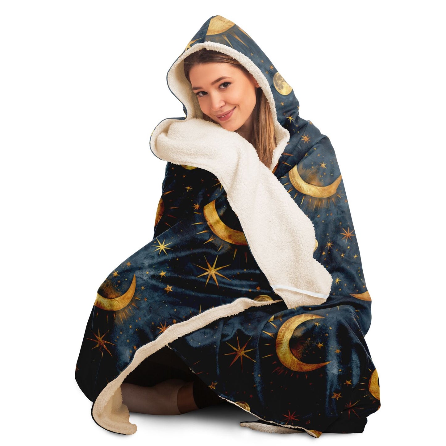 Mystic Moon and Stars Hooded Blanket