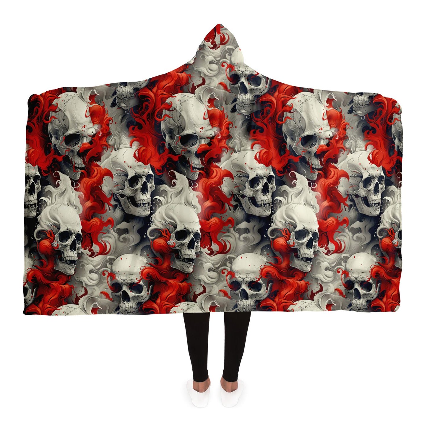 Flaming Skulls Hooded Blanket