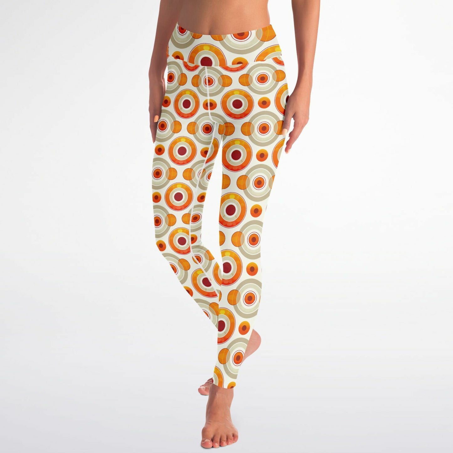 Retro Circles High-Waisted Yoga Leggings for Vibrant and Stylish Practice - AOP