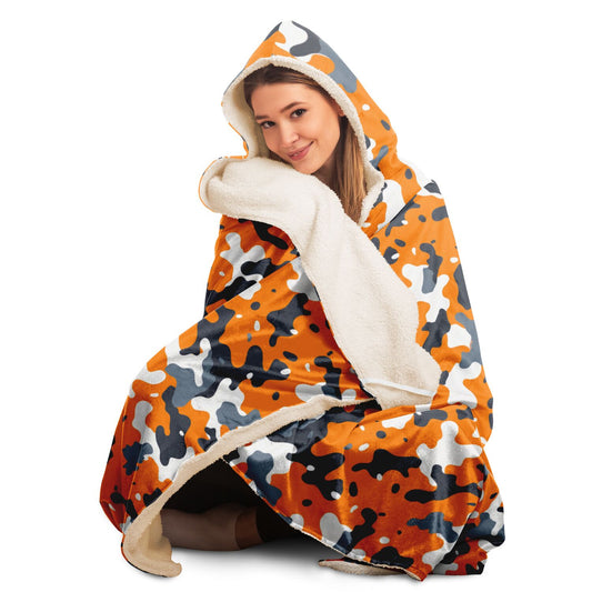 Bold Orange Camo Hooded Blanket