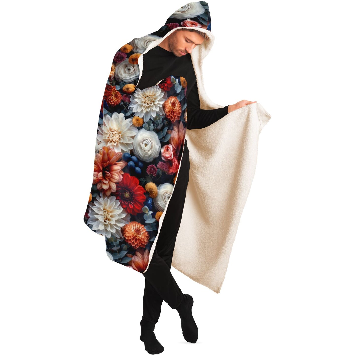 Elegant Floral Hooded Blanket