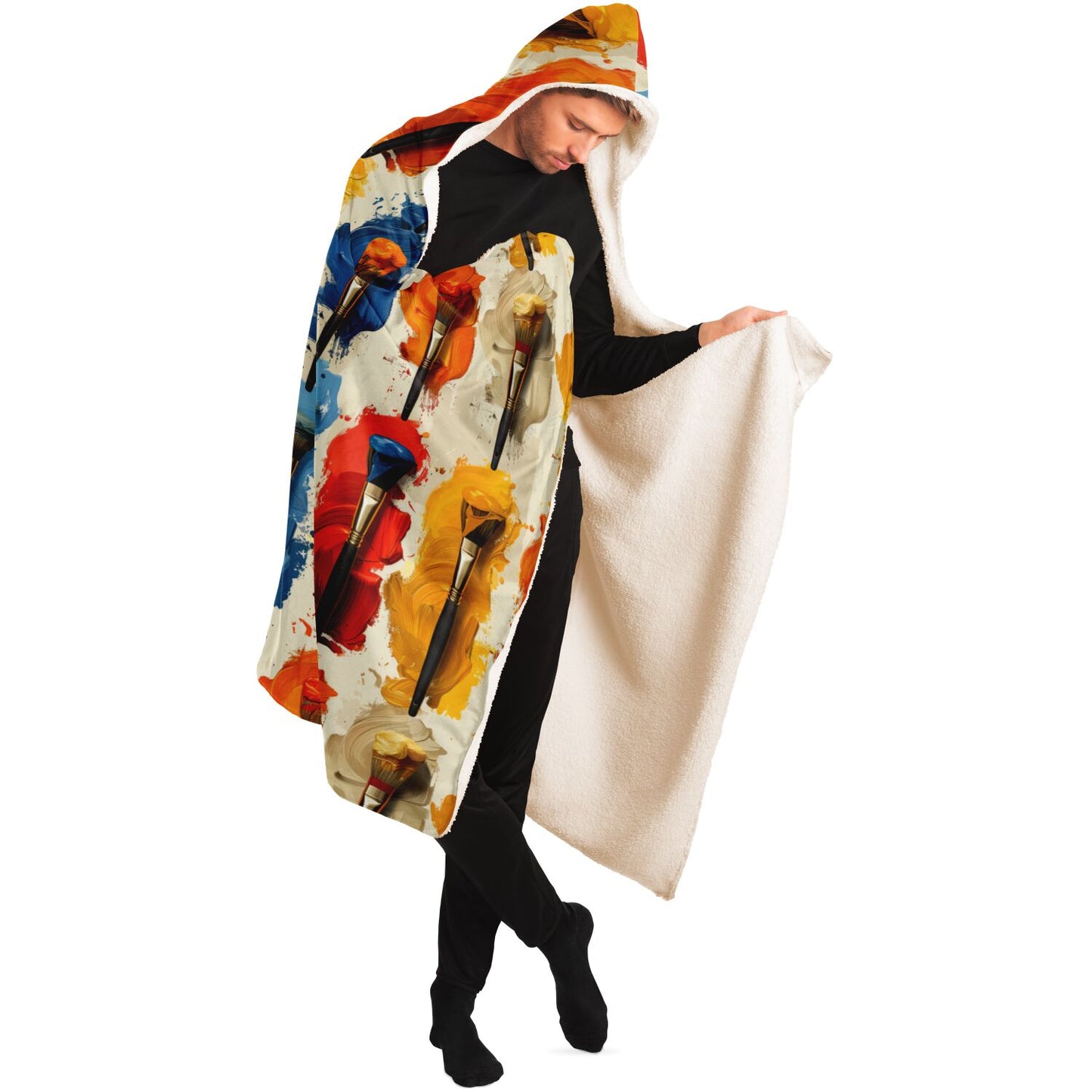 Vibrant Paintbrush Hooded Blanket