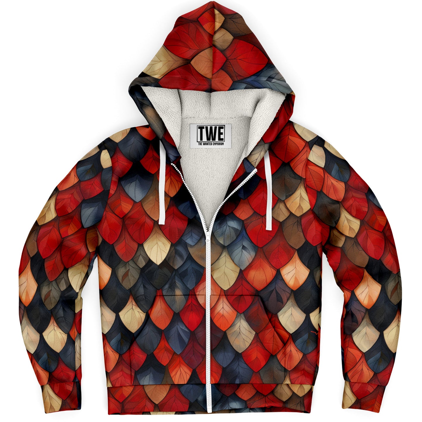 Autumn Leaf Scale Microfleece Zip hoodie - AOP