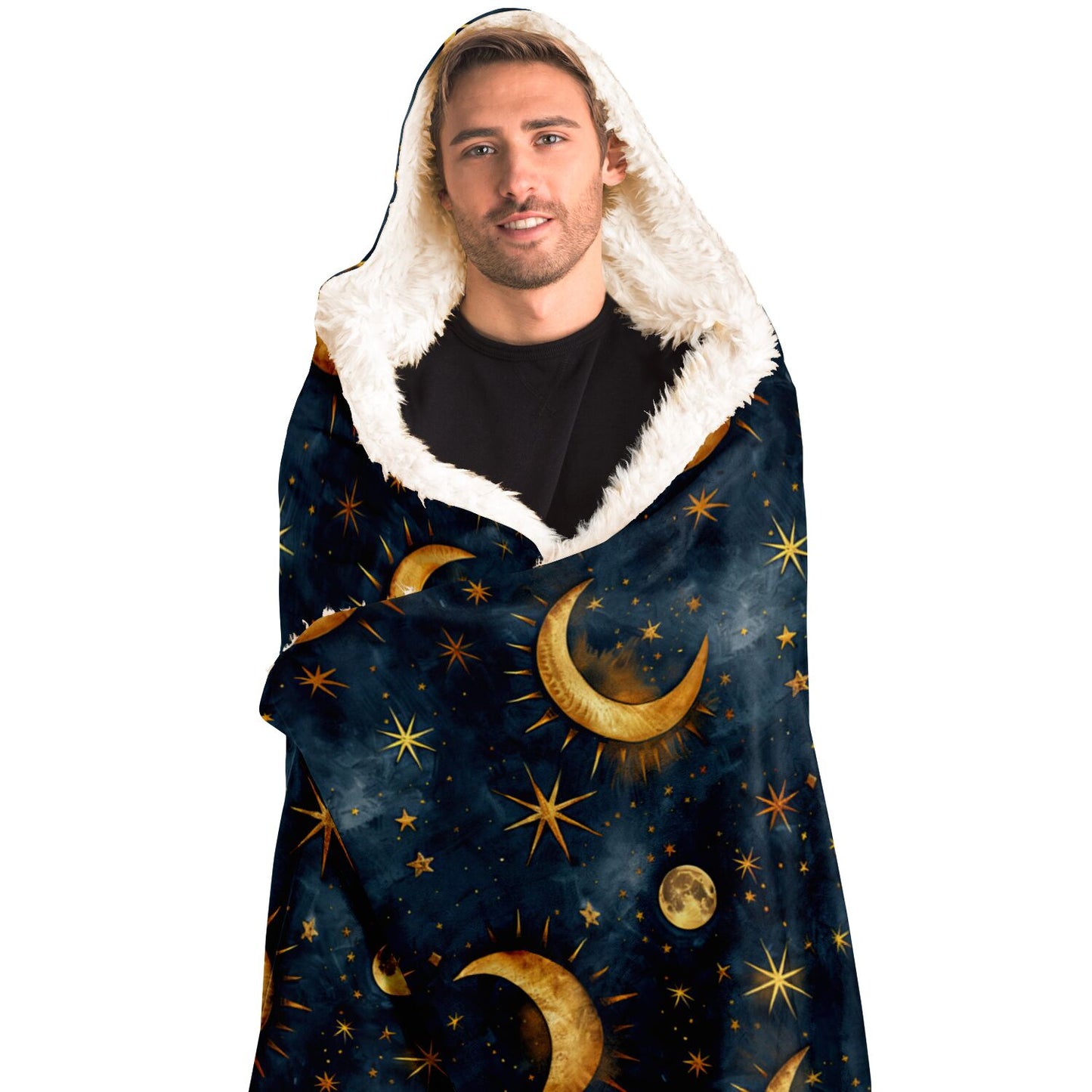 Mystic Moon and Stars Hooded Blanket