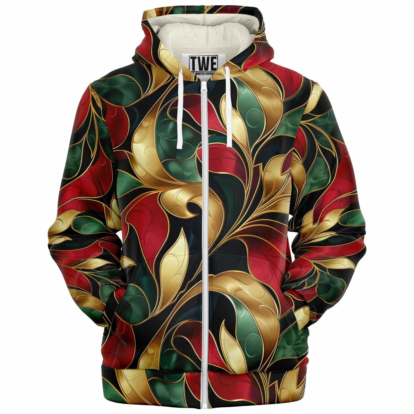 Elegant Flourish Microfleece Zip hoodie - AOP