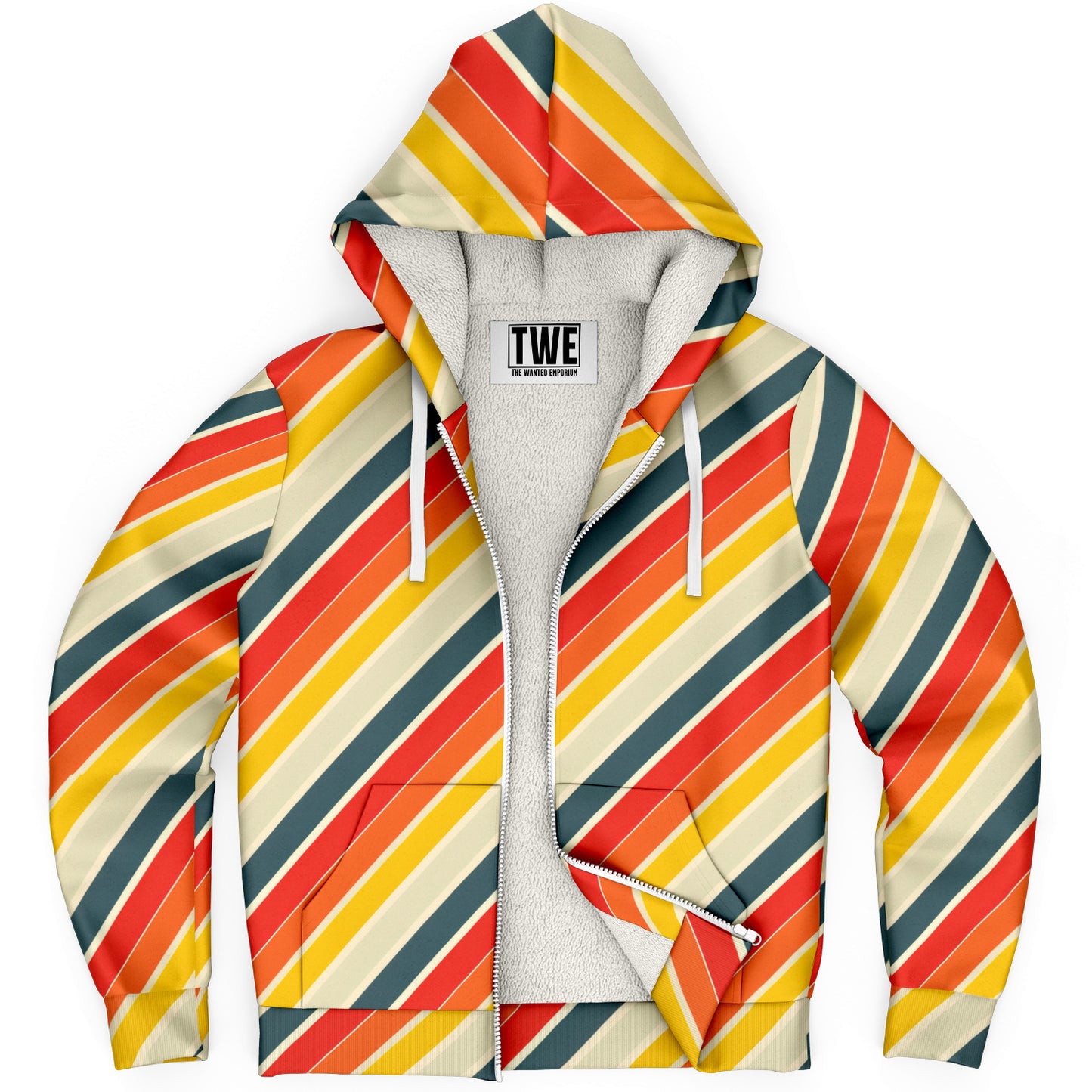 Retro Stripes Microfleece Zip hoodie - AOP