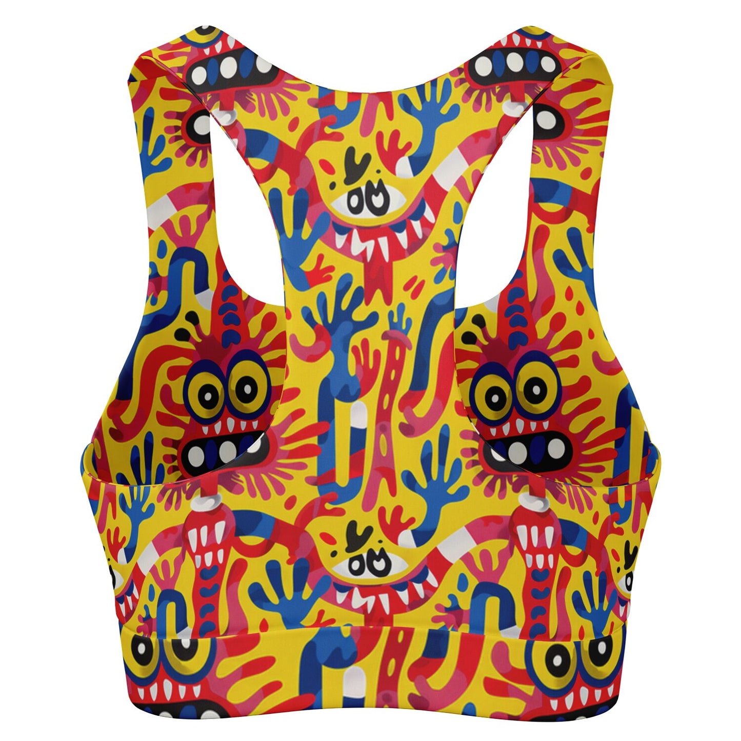 Quirky Monster Padded Sports Bra