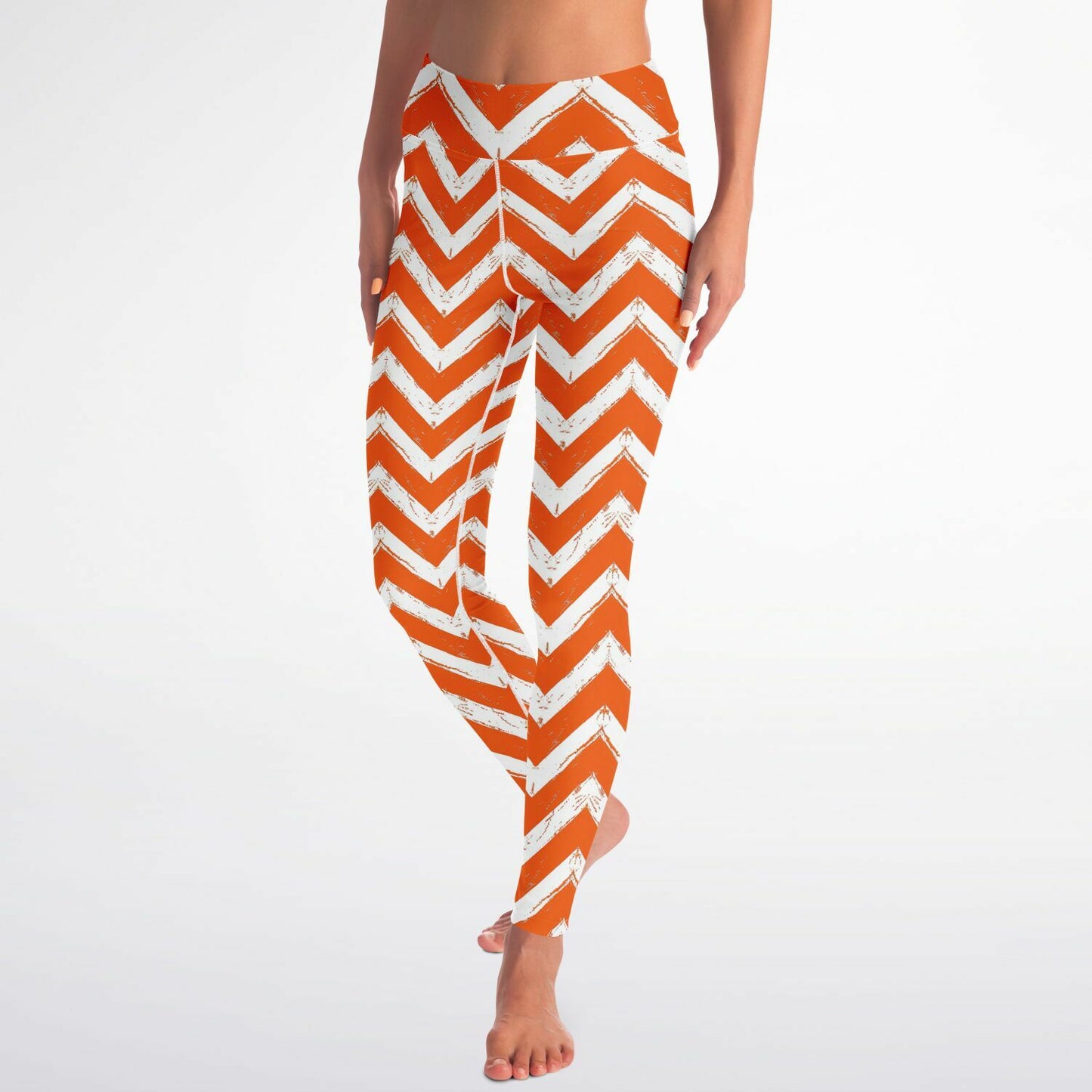 Retro Chevron High-Waisted Yoga Leggings for Bold and Stylish Practice - AOP