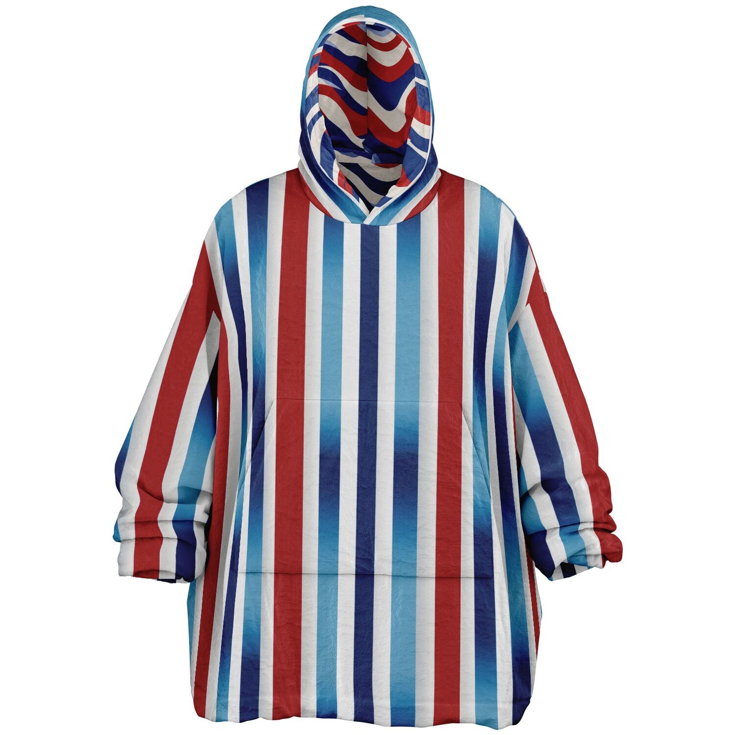 Reversible Snug Hoodie - Retro Waves and Bold Stripes Designs - AOP