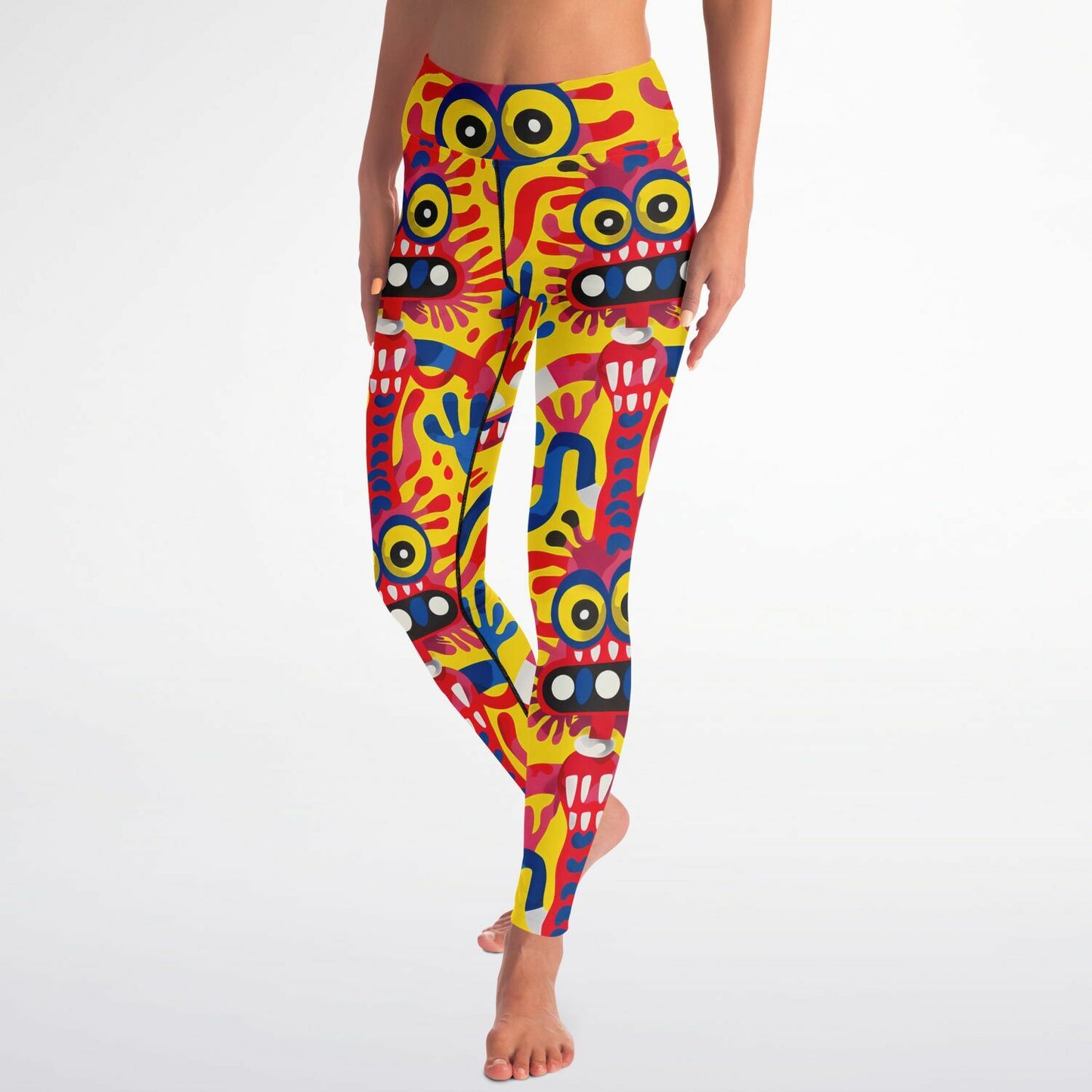 Abstract Monster Faces Yoga Leggings - AOP