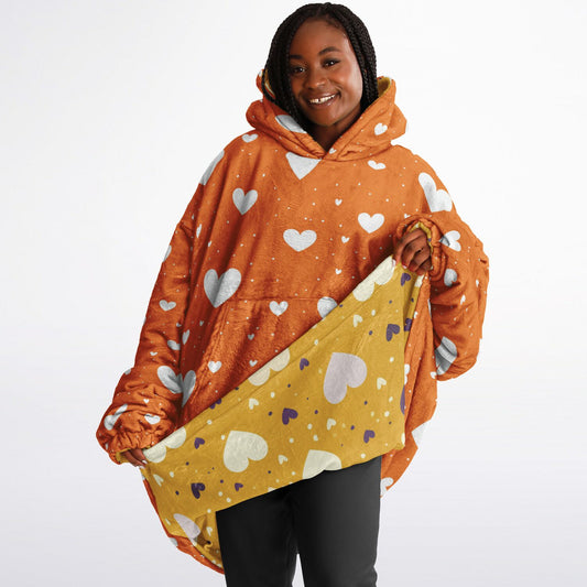 Reversible Snug Hoodie - Heartfelt Love and Golden Hearts Designs - AOP