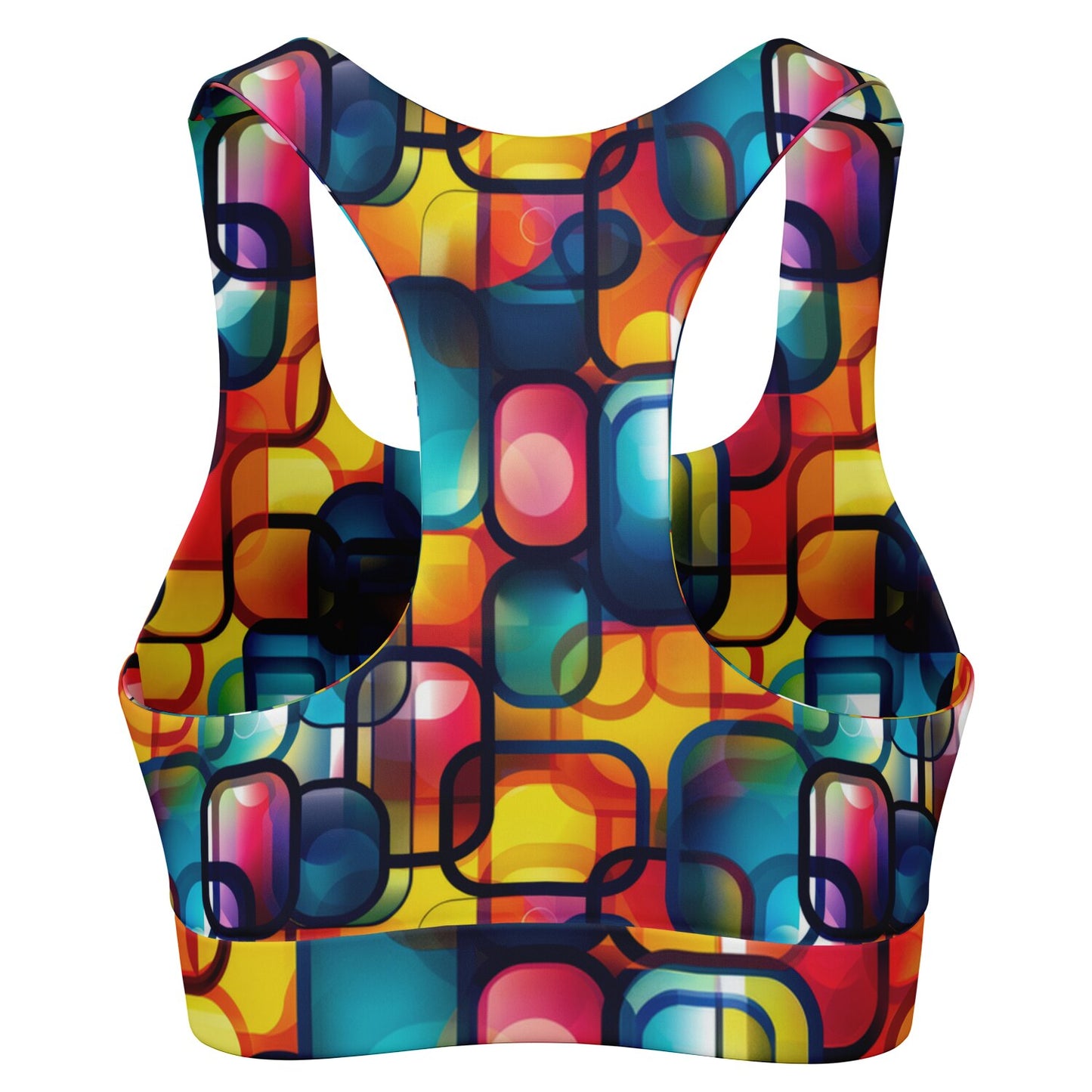 Vibrant Geometric Bliss Padded Sports Bra