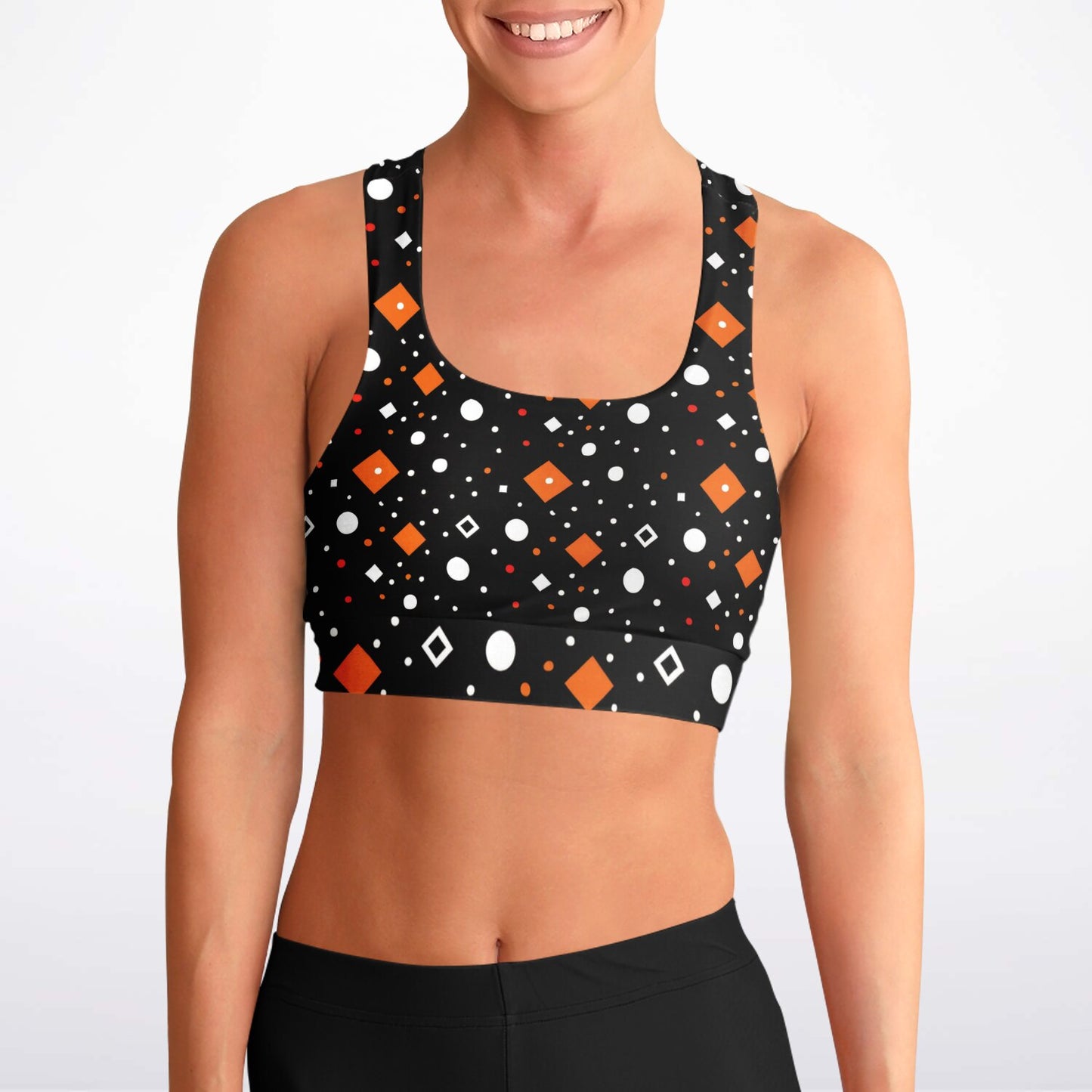 Bold Geometric Pattern Sports Bra