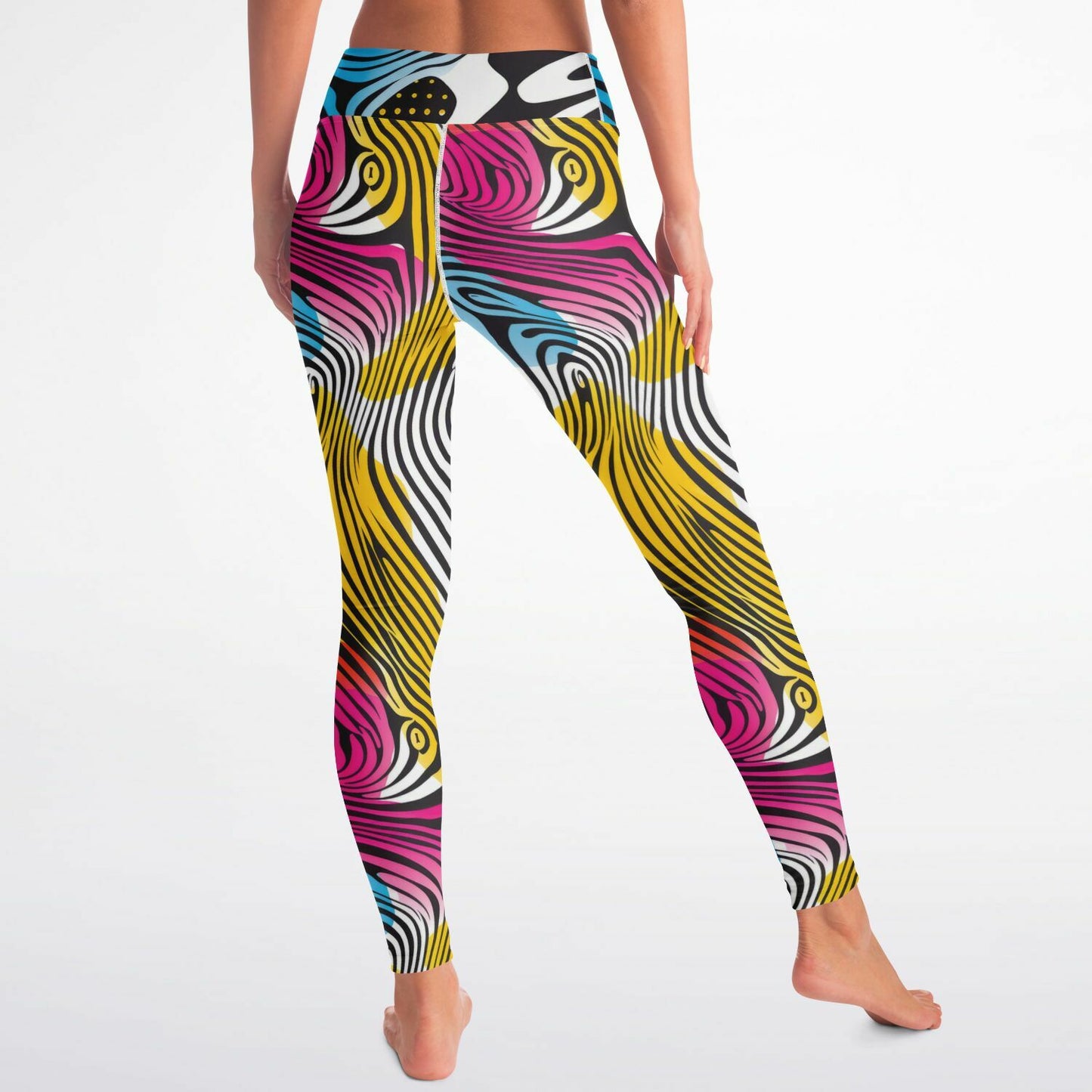 Psychedelic Swirl High-Waisted Yoga Leggings for Bold and Stylish Practice - AOP