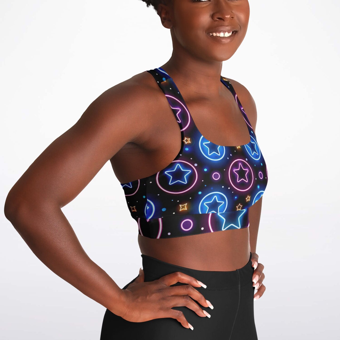 Neon Starburst Padded Sports Bra