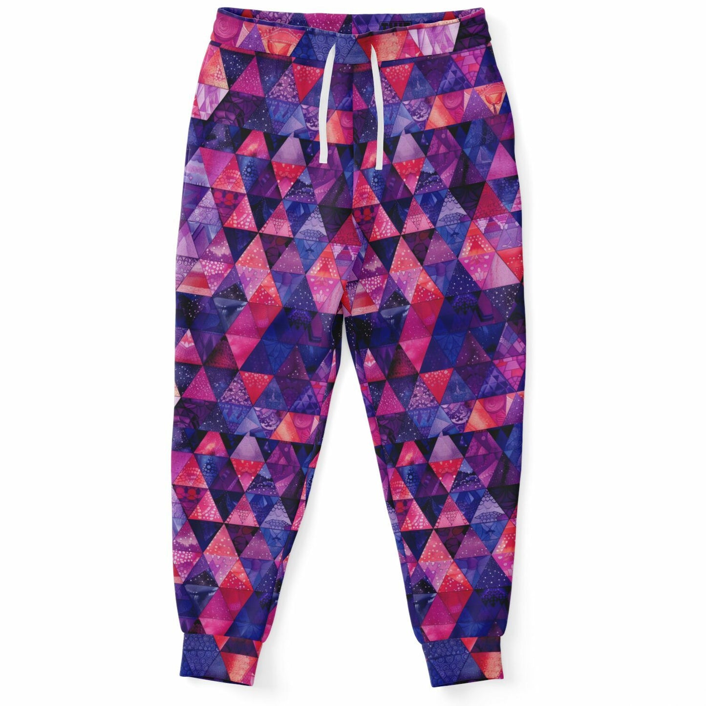 Geometric Prism High-Waisted Joggers for Stylish and Modern Loungewear - AOP