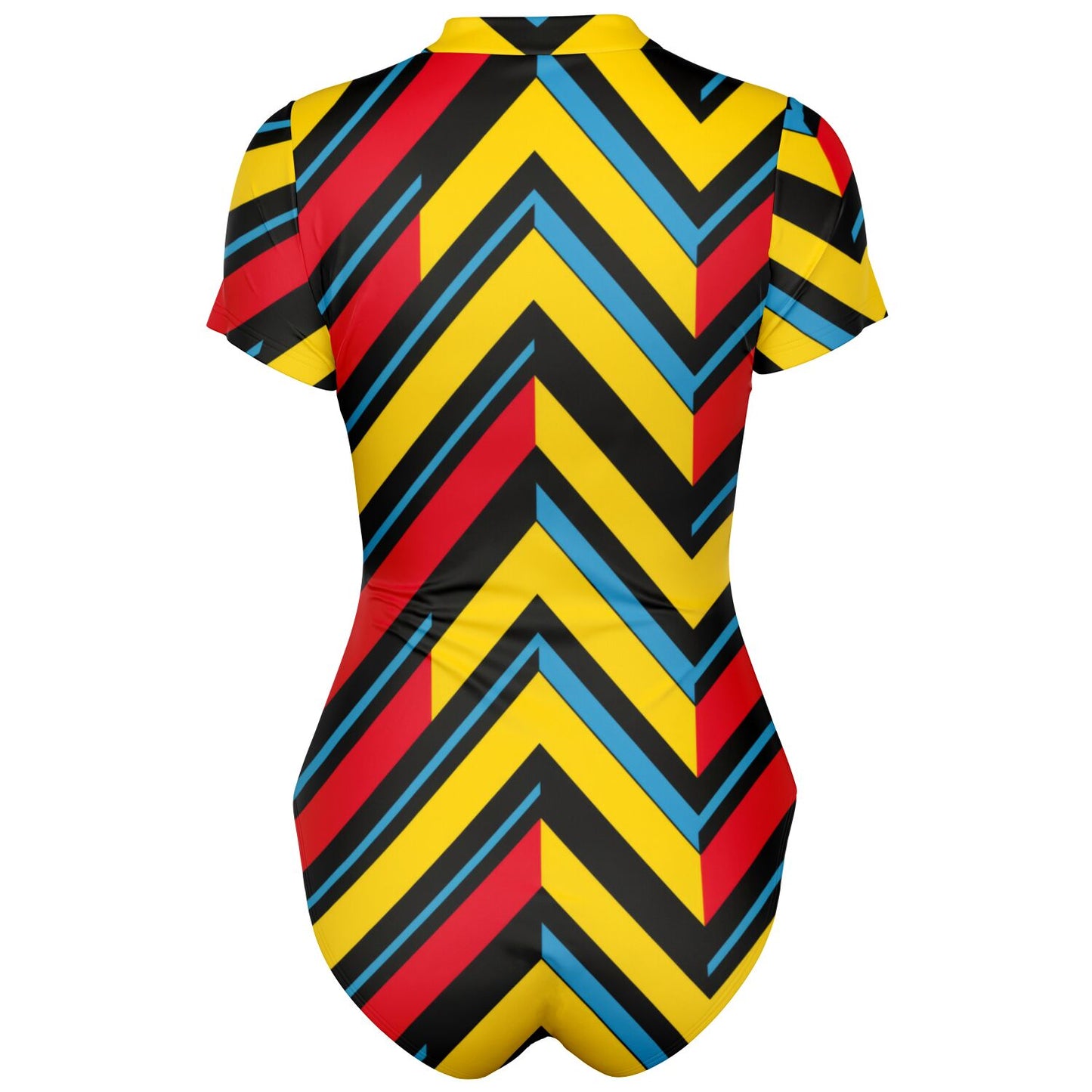 Bold Chevron Stripe Women's Short-Sleeve Swimsuit - AOP