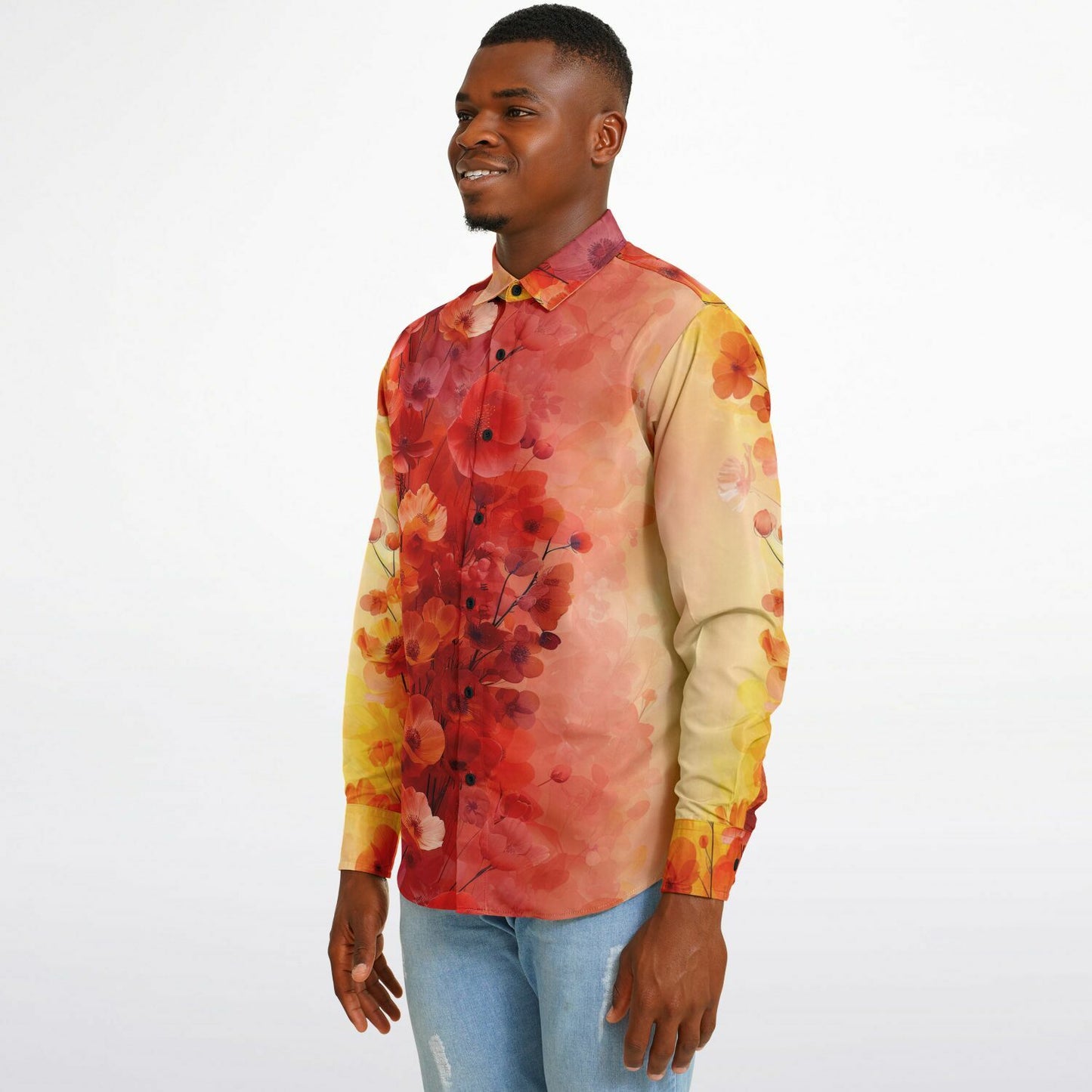 Vibrant Floral Long Sleeve Button Down Shirt