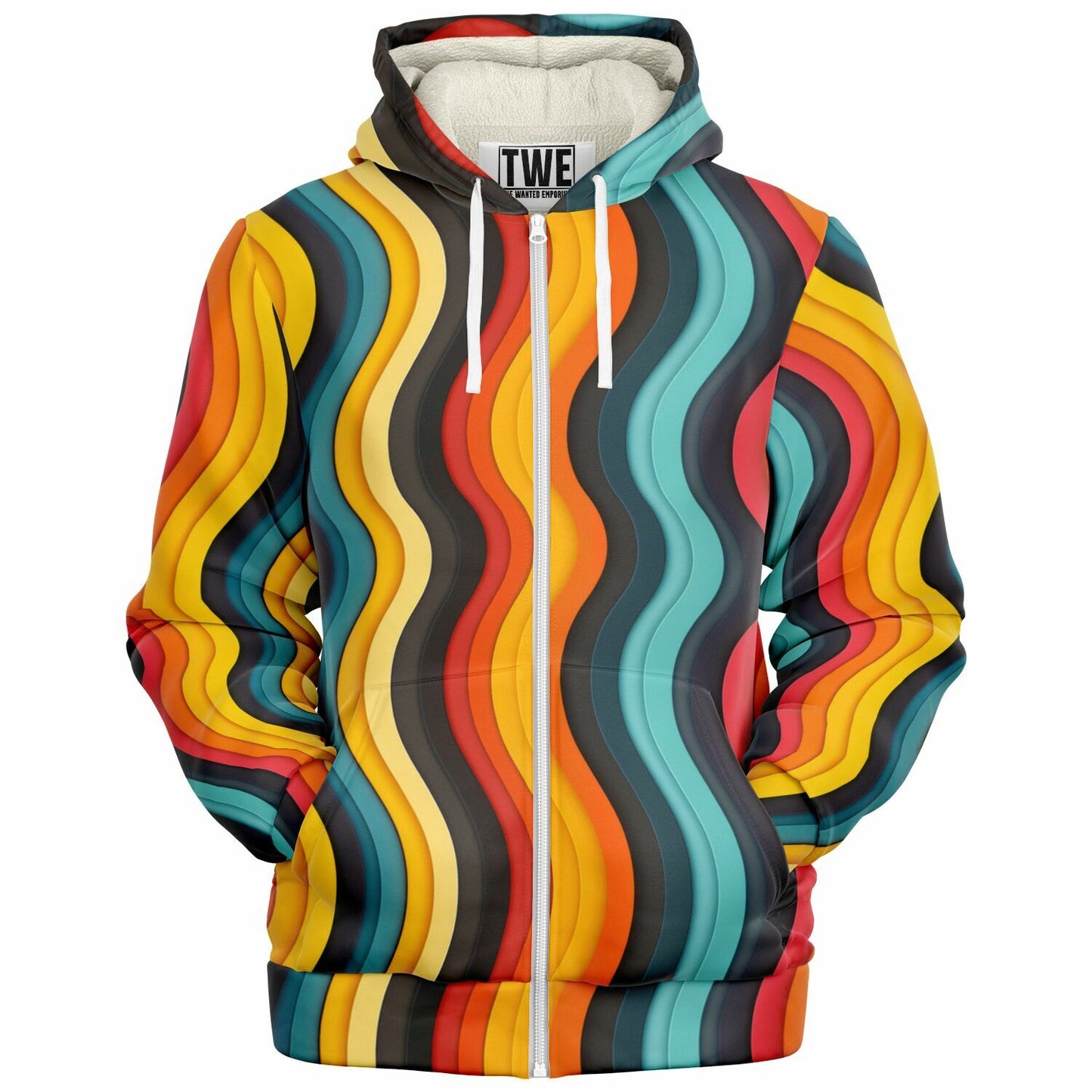 Retro Waves Microfleece Zip hoodie - AOP