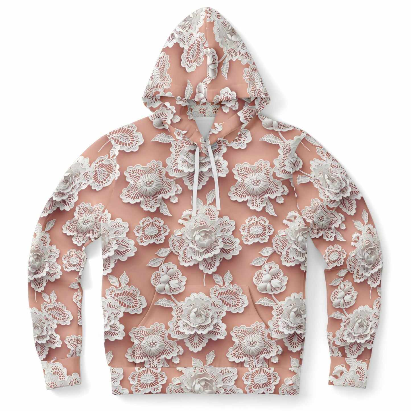 Lace Floral Pullover Fashion Hoodie - AOP