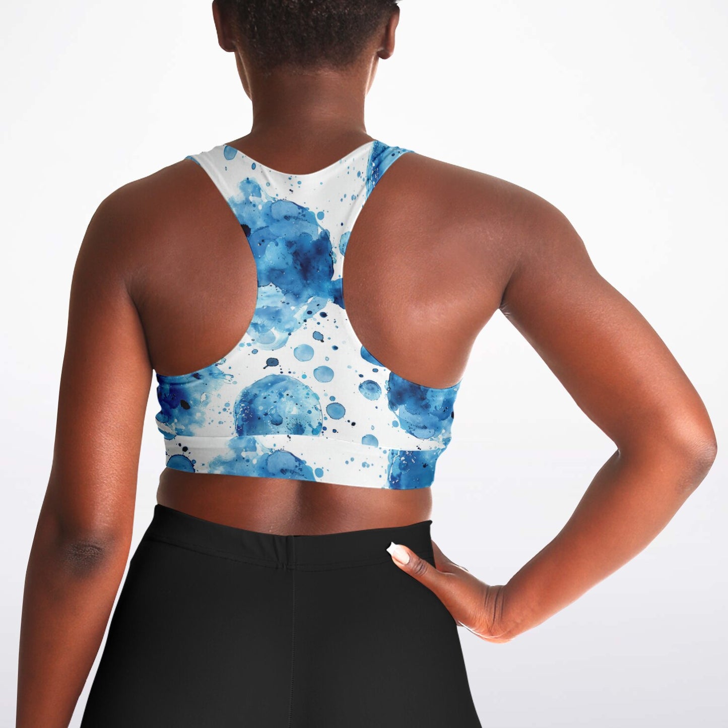 Blue Splash Padded Sports Bra