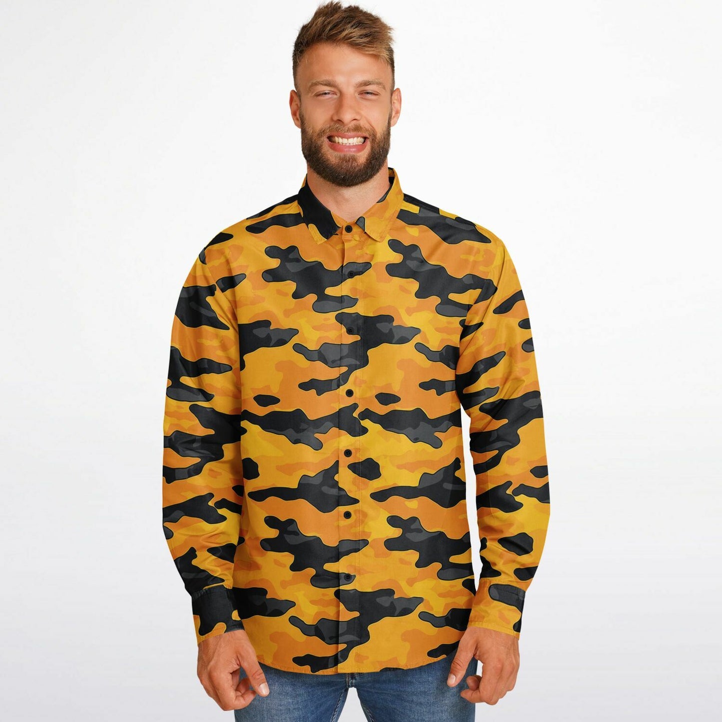 Vibrant Camo Long Sleeve Button Down Shirt