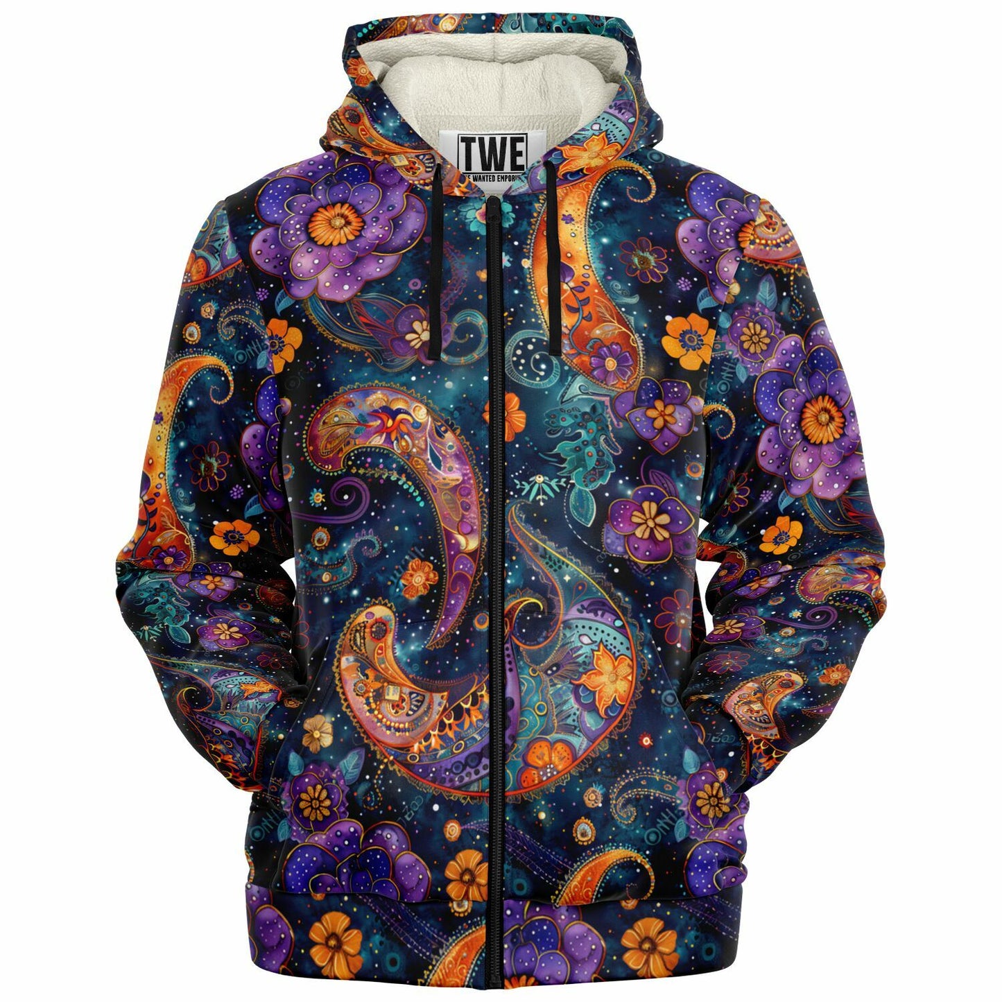 Celestial Paisley Microfleece Zip hoodie - AOP