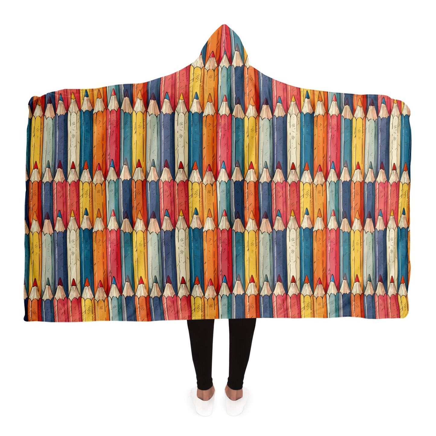 Colorful Pencil Hooded Blanket