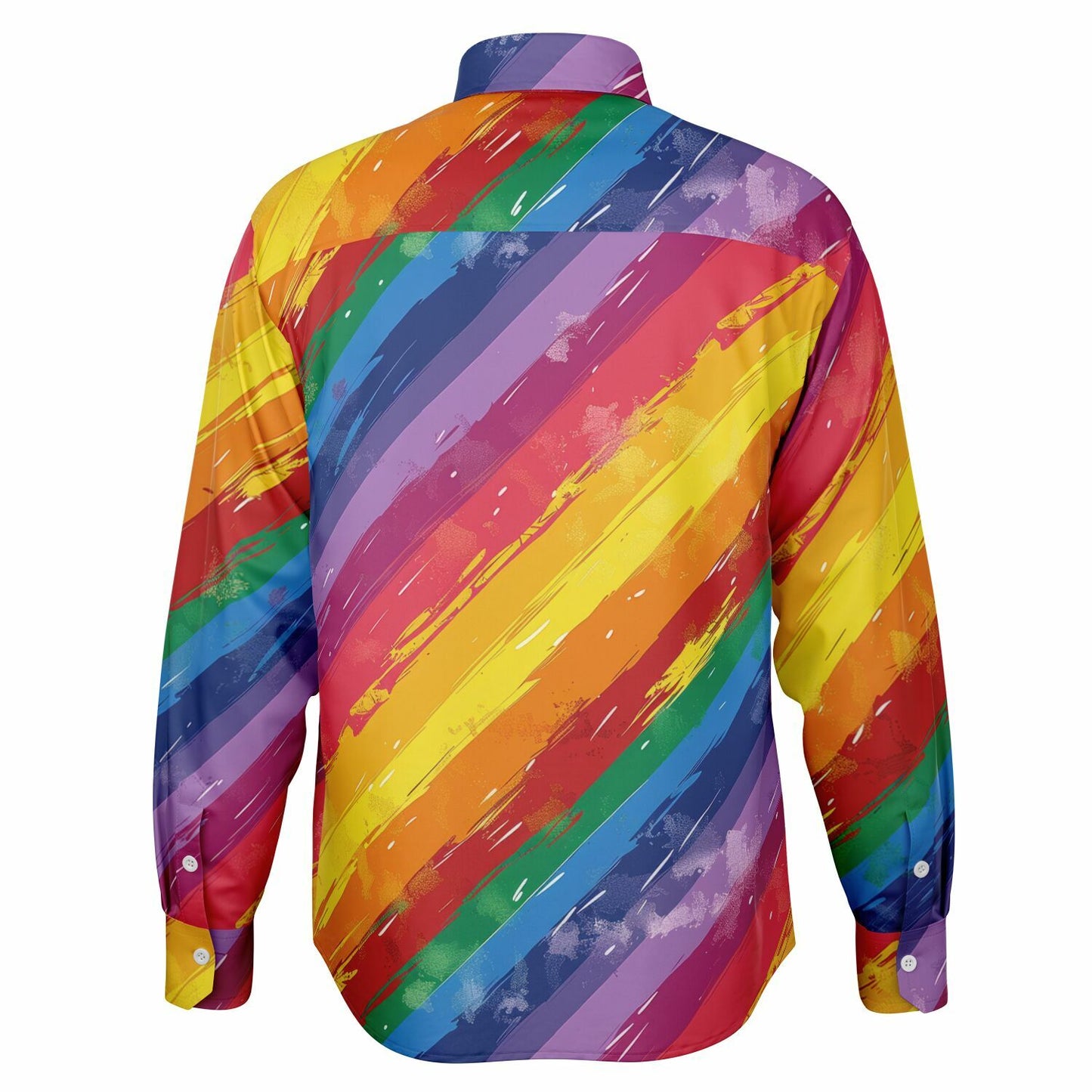 Vibrant Rainbow Stripes Long Sleeve Button Down Shirt