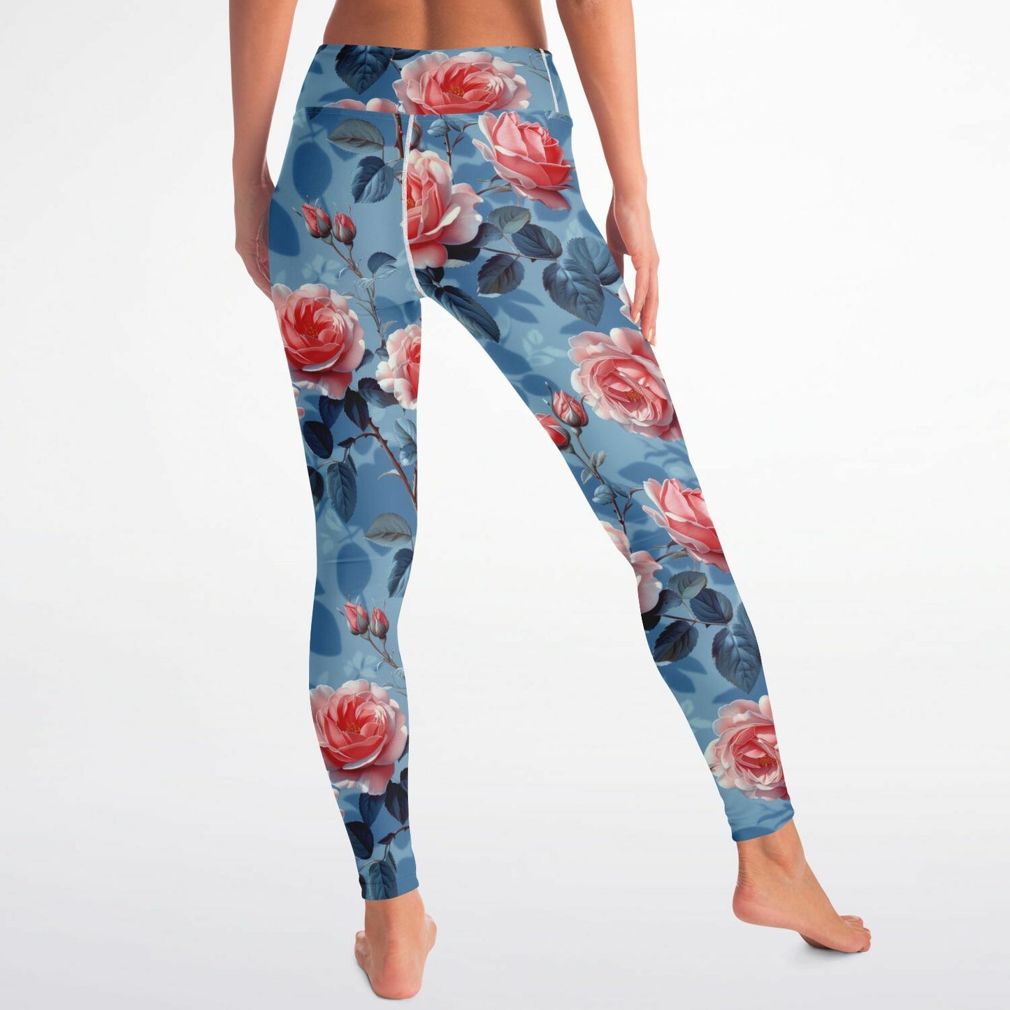 Floral Elegance High-Waisted Yoga Leggings for Graceful and Feminine Style - AOP