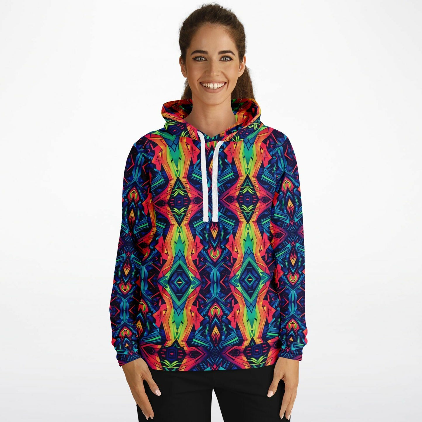 Neon Kaleidoscope Pullover Fashion Hoodie - AOP