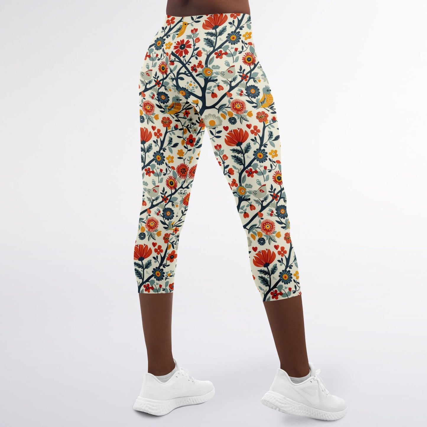 Floral Garden High-Waisted Capri Leggings for Charming Activewear - AOP