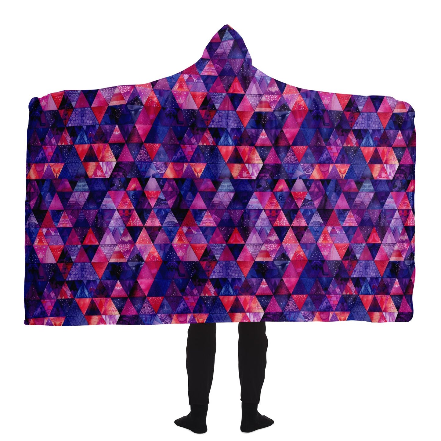 Vibrant Geometric Pattern Hooded Blanket