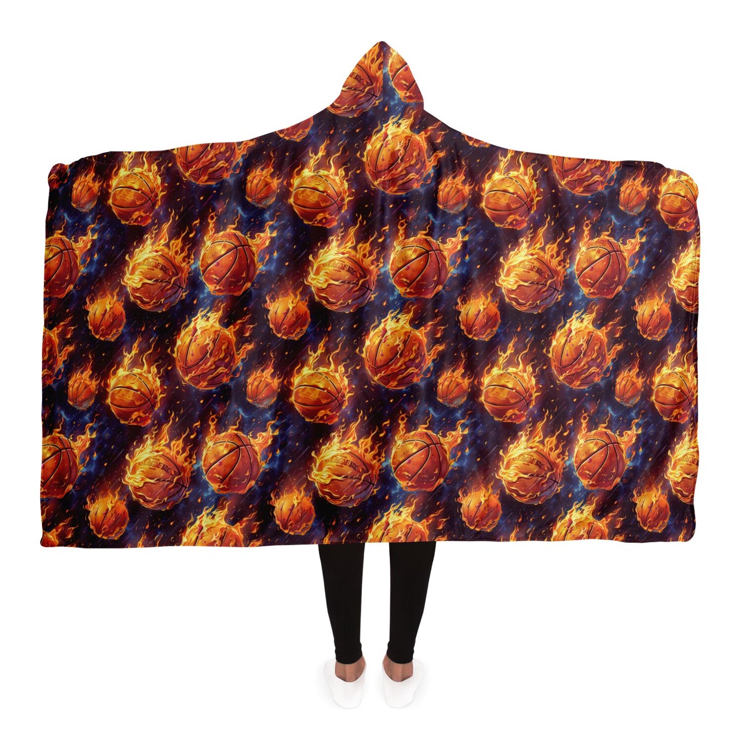 Fiery Basketball Hooded Blanket