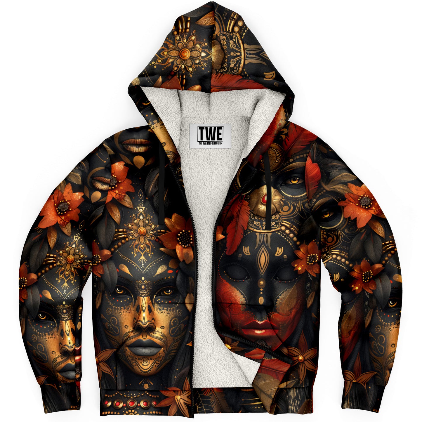 Mystical Masquerade Microfleece Zip Hoodie - AOP