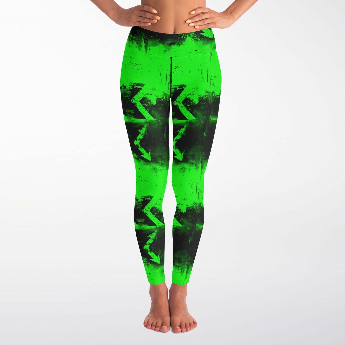 Neon Green Abstract Yoga Leggings - AOP