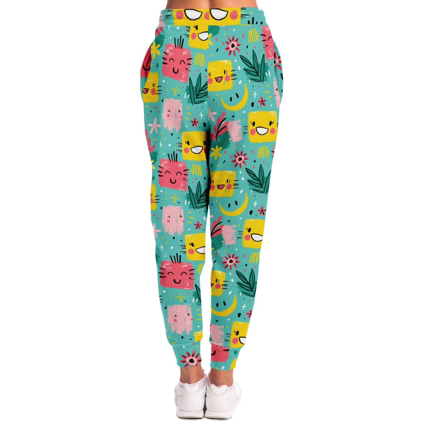 Cute Kawaii High-Waisted Joggers for Playful and Adorable Loungewear - AOP