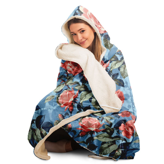 Elegant Rose Garden Hooded Blanket