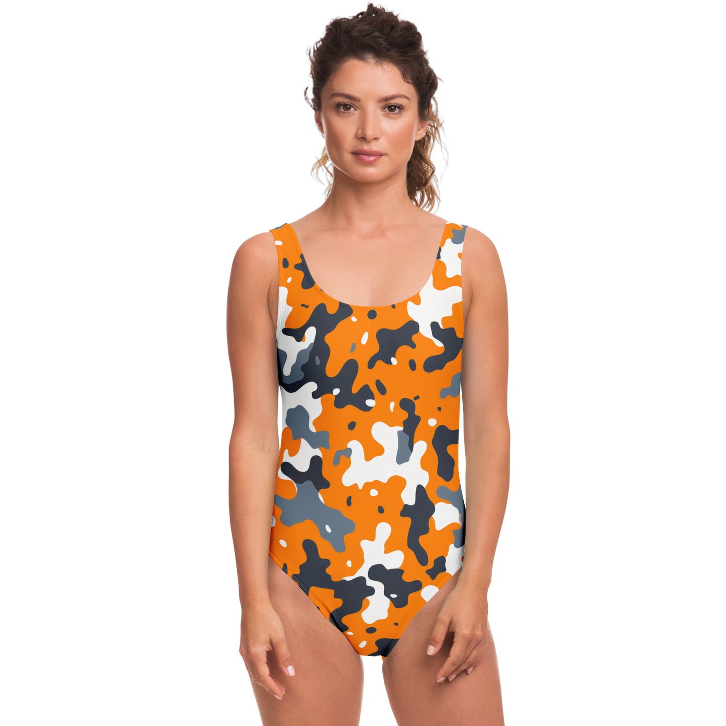 Vibrant Orange Camo Women's One-Piece Swimsuit - AOP