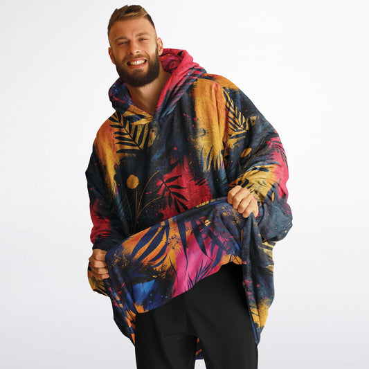 Reversible Snug Hoodie - Tropical Forest at Night Design - AOP