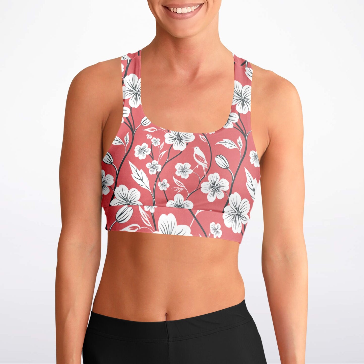 Floral Elegance Padded Sports Bra