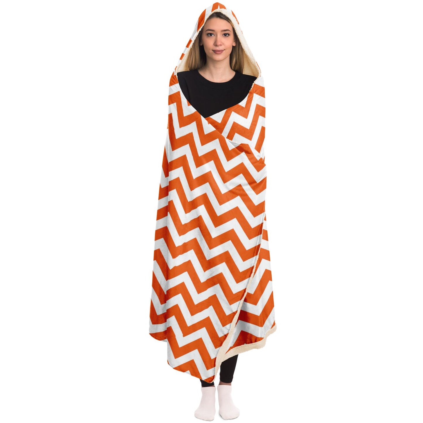 Bold Orange Chevron Hooded Blanket