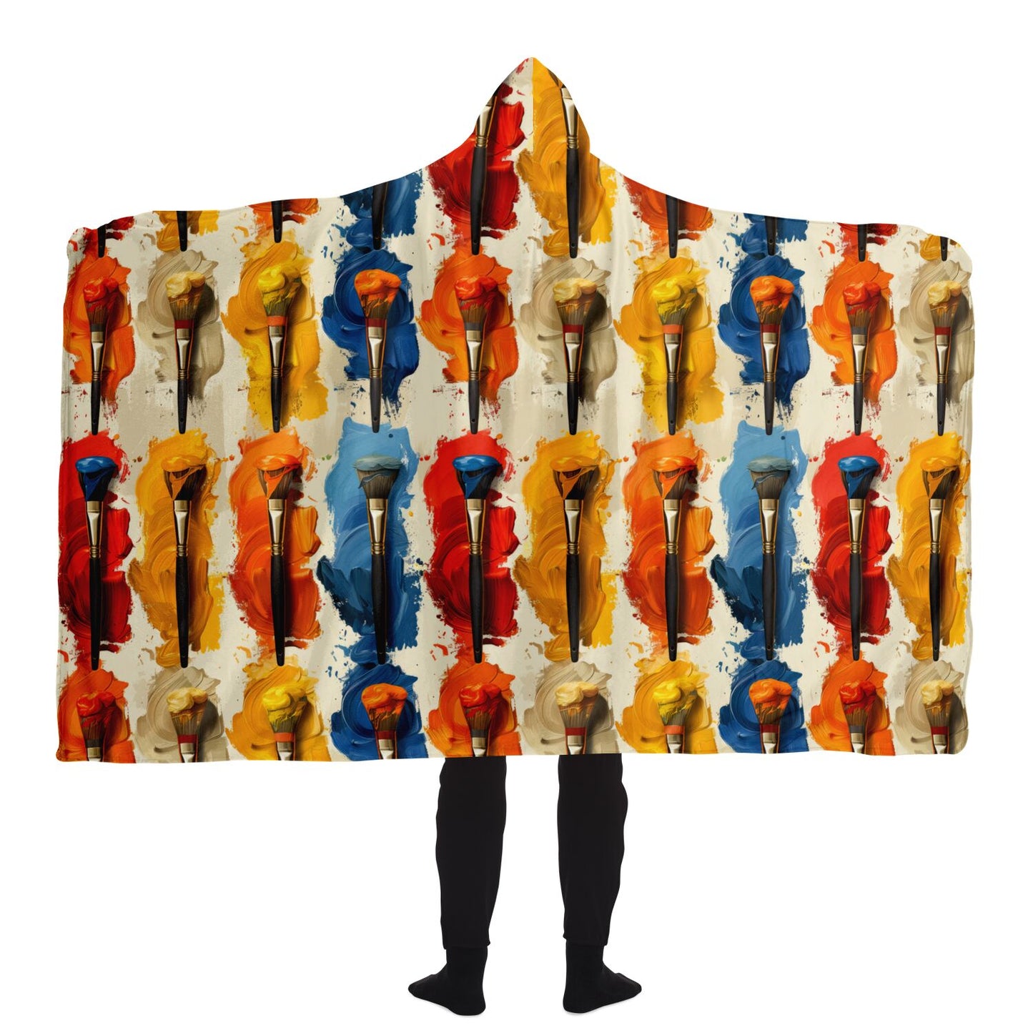 Vibrant Paintbrush Hooded Blanket