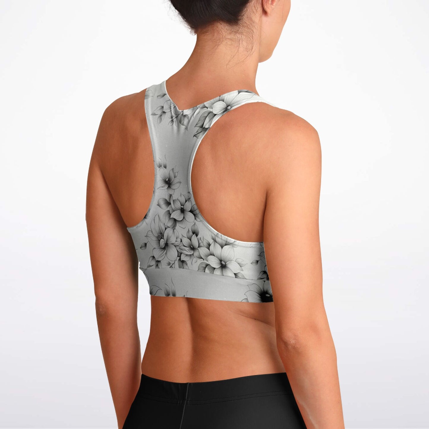 Elegant Floral Sports Bra