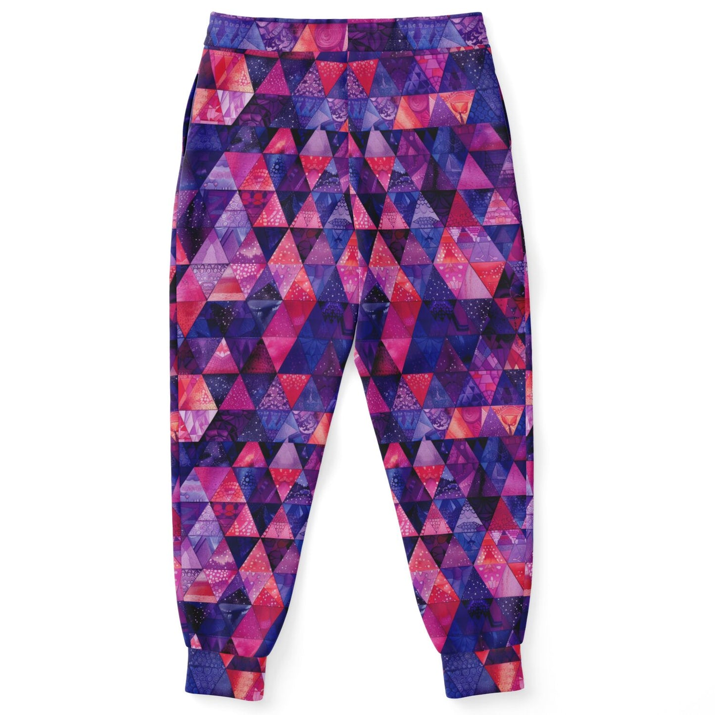 Geometric Prism High-Waisted Joggers for Stylish and Modern Loungewear - AOP