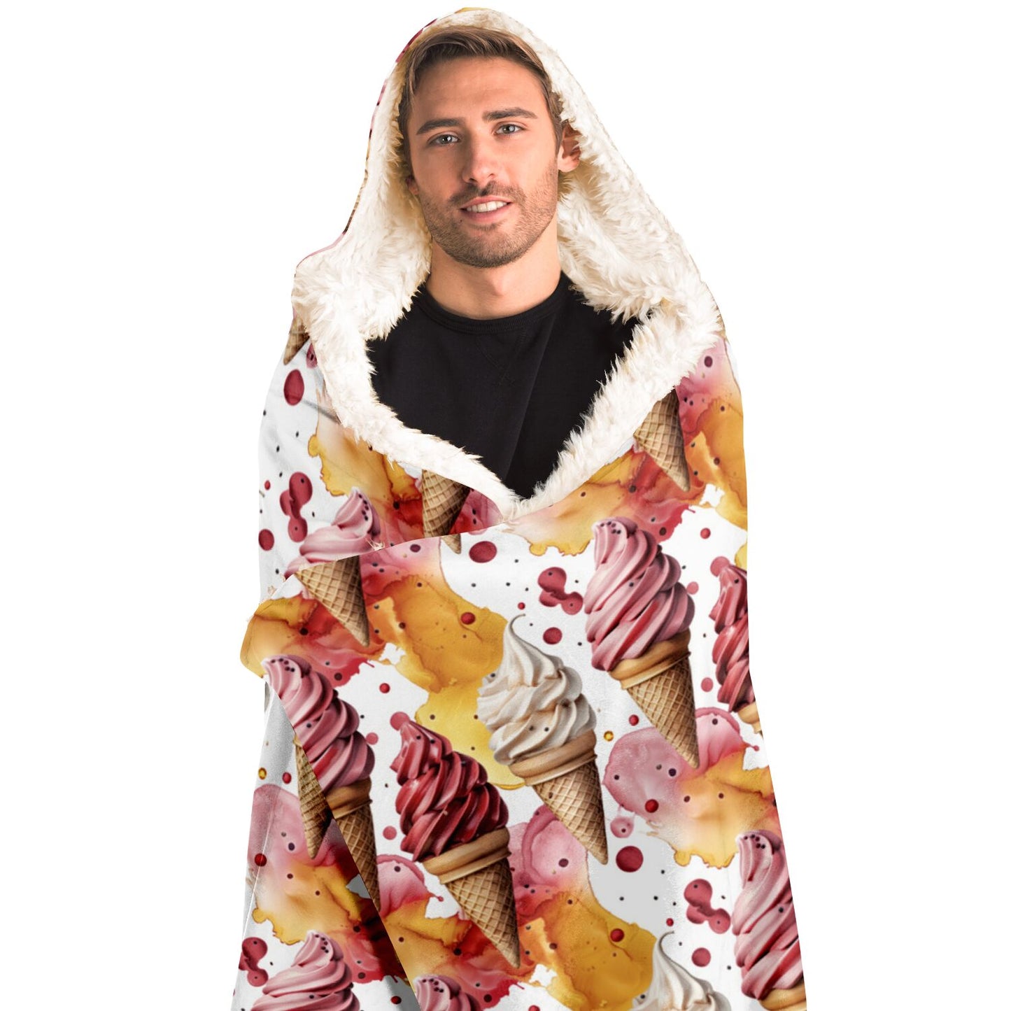 Cosy Ice Cream Delight Hooded Blanket