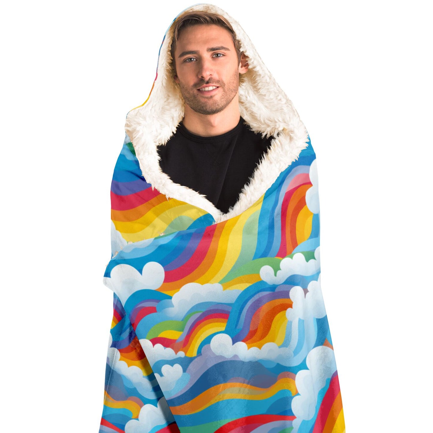 Cosy Rainbow Hooded Blanket